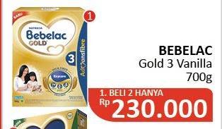 Promo Harga BEBELAC 3 Gold Susu Pertumbuhan Vanila per 2 box 700 gr - Alfamidi