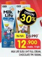 Promo Harga Milk Life UHT Full Cream, Cokelat 1000 ml - Superindo