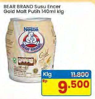 Promo Harga Bear Brand Susu Steril Gold Malt Putih 140 ml - Indomaret