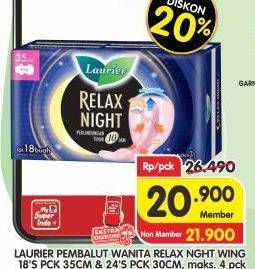 Promo Harga Laurier Relax Night 30cm, 35cm 18 pcs - Superindo