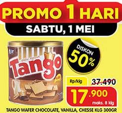 Promo Harga TANGO Wafer Cheese, Chocolate, Vanilla Milk 300 gr - Superindo