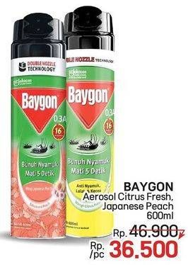 Promo Harga Baygon Insektisida Spray Citrus Fresh, Japanese Peach 600 ml - LotteMart