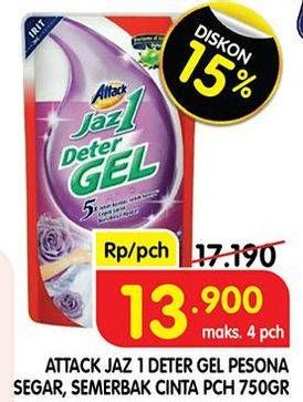 Promo Harga ATTACK Jaz1 DeterGel Pesona Segar, Semerbak Cinta 750 ml - Superindo