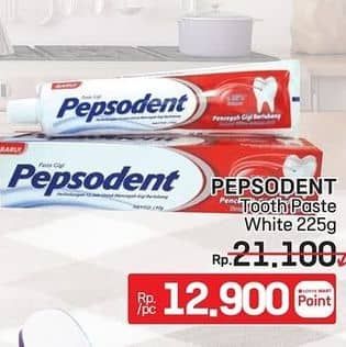 Promo Harga Pepsodent Pasta Gigi Pencegah Gigi Berlubang White 225 gr - LotteMart