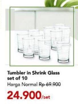Promo Harga Tumbler in Shrink Glass Set of 10  - Carrefour