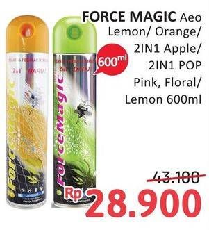 Promo Harga Force Magic Insektisida Spray Lemon, Orange, Green Apple, Pop Lemon, Floral 600 ml - Alfamidi