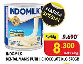 Promo Harga INDOMILK Susu Kental Manis Cokelat, Plain 370 gr - Superindo