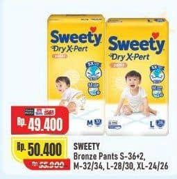 Promo Harga Sweety Bronze Pants Dry X-Pert S36+2, M32, M34, L28, L30, XL24, XL26 24 pcs - Alfamart