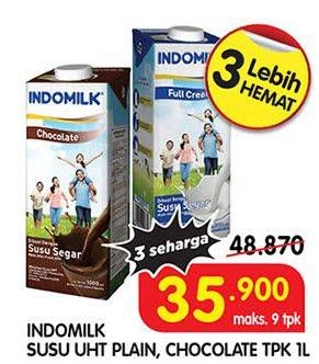 Promo Harga INDOMILK Susu Fresh Cokelat, Plain 950 ml - Superindo