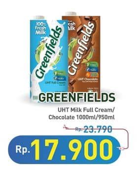 Promo Harga Greenfields UHT Full Cream, Chocolate, Choco Malt 1000 ml - Hypermart