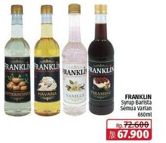 Promo Harga Franklin Syrup Barista All Variants 650 ml - Lotte Grosir