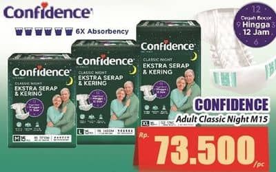 Promo Harga Confidence Adult Classic Night Ekstra Serap & Kering M15 15 pcs - Hari Hari