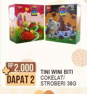 Promo Harga Tini Wini Biti Biskuit Crackers Cokelat, Strawberry 38 gr - Alfamart