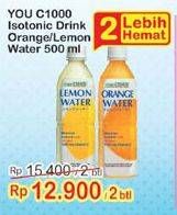 Promo Harga YOU C1000 Isotonic Drink Orange, Lemon per 2 botol 500 ml - Indomaret