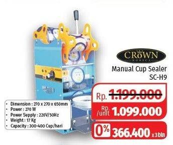 Promo Harga CROWN Manual Cup Sealer SC-H9  - Lotte Grosir