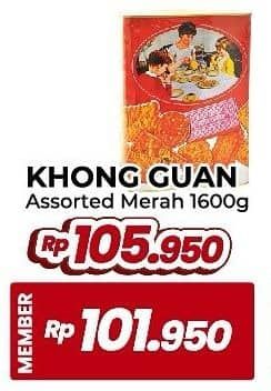 Promo Harga Khong Guan Assorted Biscuit Red Mini, Persegi 1600 gr - Yogya