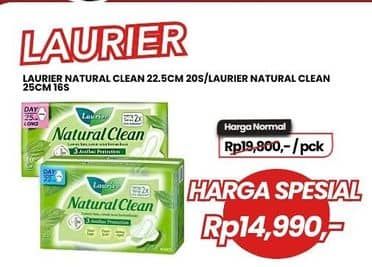 Promo Harga Laurier Natural Clean Wing 22cm, Wing 25cm 16 pcs - Carrefour
