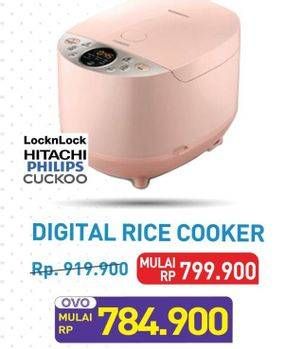 Promo Harga LOCK & LOCK/HITACHI/PHILIPS/CUCKOO Digital Rice Cooker  - Hypermart