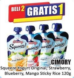 Promo Harga Cimory Squeeze Yogurt Original, Strawberry, Blueberry, Mango Sticky Rice 120 gr - Hari Hari