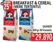 Promo Harga Quaker Oatmeal Instant/Quick Cooking All Variants 800 gr - Hypermart