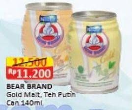 Promo Harga Bear Brand Susu Steril Gold Teh Putih, Malt Putih 140 ml - Alfamart