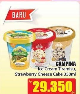 Promo Harga CAMPINA Ice Cream Cake Series Tiramisu, Strawberry Cheese Cake 350 ml - Hari Hari