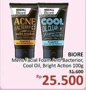 Promo Harga BIORE MENS Facial Foam A. Bacterior, Cool Oil, Bright Action 100 gr - Alfamidi