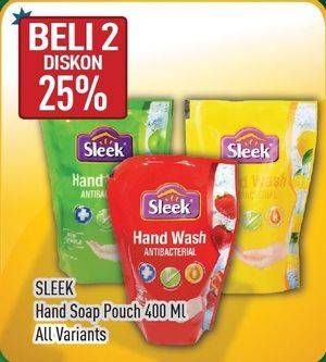 Promo Harga SLEEK Hand Wash Antibacterial All Variants per 2 pouch 400 ml - Hypermart
