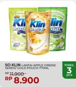 Promo Harga So Klin Pembersih Lantai Hijau Fruity Apple, Sereh Lemongrass, Moment Gold 780 ml - Yogya