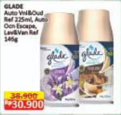 Promo Harga Glade Matic Spray Refill Elegant Vanilla Oud Wood, Ocean Escape, Lavender Vanilla 146 ml - Alfamart