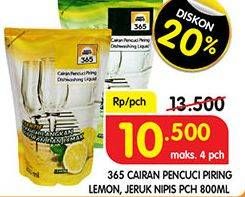 Promo Harga 365 Pencuci Piring Jeruk Nipis, Lemon 800 ml - Superindo