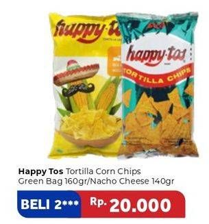 Promo Harga HAPPY TOS Tortilla Chips Hijau, Nacho Cheese 140 gr - Carrefour