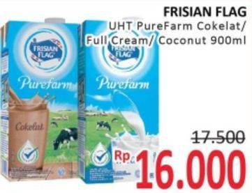 Promo Harga FRISIAN FLAG Susu UHT Purefarm Swiss Chocolate, Full Cream, Coconut Delight 900 ml - Alfamidi