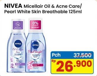 Promo Harga Nivea MicellAir Skin Breathe Micellar Water Oil Acne Care, Pearl Bright 125 ml - Indomaret