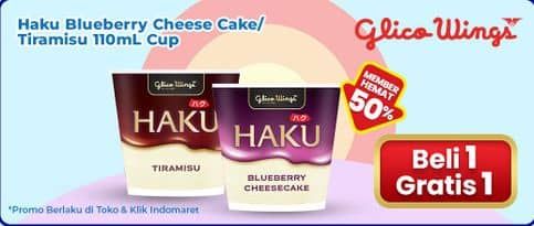 Promo Harga Glico Haku Blueberry Cheesecake Cup, Tiramisu Cup 110 ml - Indomaret