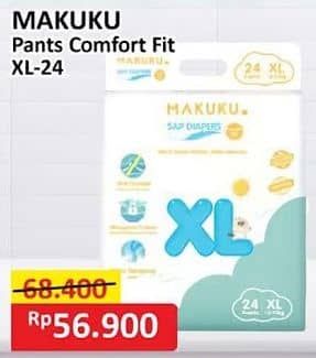 Promo Harga Makuku Comfort Fit Diapers Pants XL24 24 pcs - Alfamart