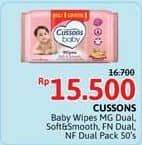 Promo Harga Cussons Baby Wipes Mild Gentle, Soft Smooth, Fresh Nourish, Naturally Refreshing 50 sheet - Alfamidi