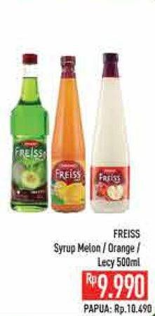 Promo Harga FREISS Syrup Squash Melon, Orange, Lychee 500 ml - Hypermart