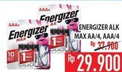 Promo Harga ENERGIZER MAX Battery AA/4, AAA4 4 pcs - Hypermart