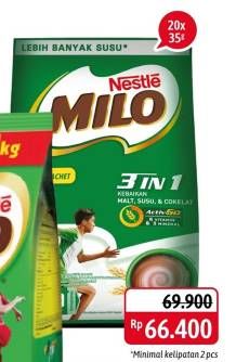 Promo Harga MILO ActivGo 3in1 per 20 sachet 35 gr - Alfamidi