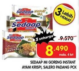 Promo Harga Sedaap Mie Goreng Ayam Krispi, Salero Padang 86 gr - Superindo