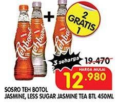 Promo Harga SOSRO Teh Botol Less Sugar, Original 350 ml - Superindo