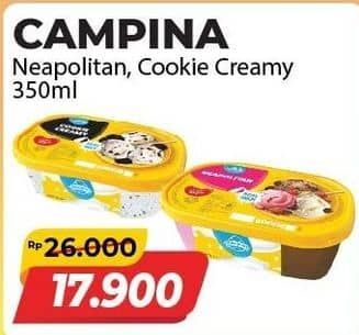 Promo Harga Campina Ice Cream Neapolitan, Cookie Creamy 350 ml - Alfamart