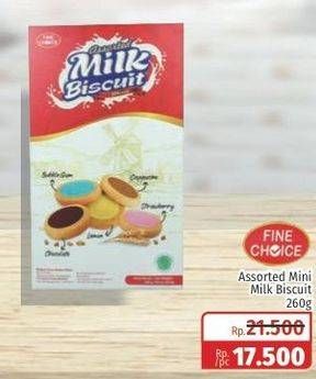 Promo Harga FINE CHOICE Milk Biscuit 260 gr - Lotte Grosir