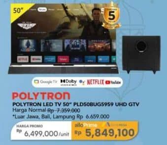 Promo Harga Polytron 50" LED TV UHD PLD50BUG5959  - Carrefour
