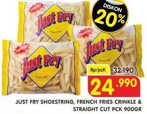 Promo Harga JUST FRY French Fries Shoestrings, Crinkle Cut, Straight Cut 900 gr - Superindo