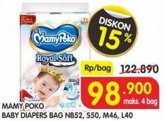 Promo Harga Mamy Poko Perekat Royal Soft NB52, S50, M46, L40  - Superindo