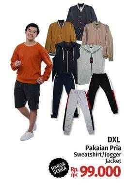 Promo Harga DXL Pakaian Pria Sweatshirt/Jogger/Jacket  - LotteMart
