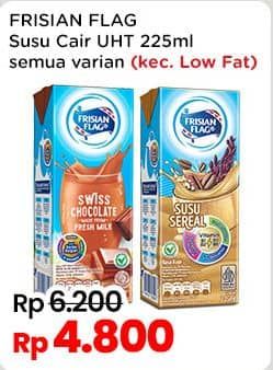 Promo Harga Frisian Flag Susu UHT Purefarm Kecuali Low Fat, Kecuali Low Fat Chocolate, Kecuali Low Fat French Vanilla, Kecuali Low Fat Strawberry 225 ml - Indomaret