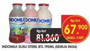 Promo Harga INDOMILK Susu Cair Botol All Variants 190 ml - Superindo